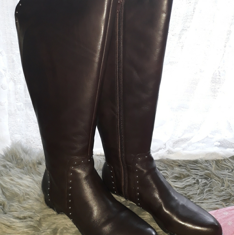 Isaac Mizrahi Wide Calf Studded Riding Boot